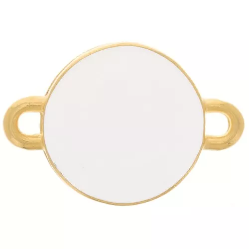 12mm Round spacer with epoxy resin 2 rings - Fine Gold-plated - White x1
