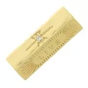 22x9mm Hexagonal tube bead worked with zirconium oxide - Live - Crystal - Gold Tone x1