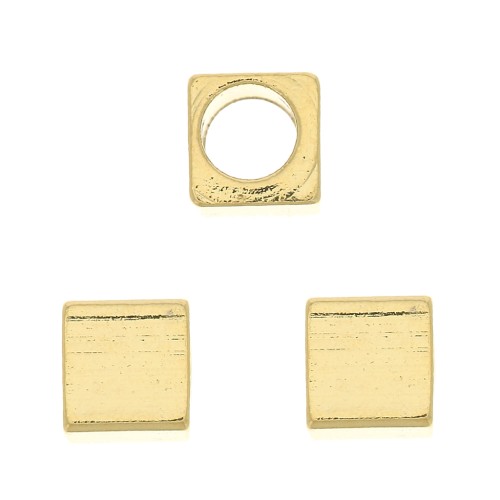3mm Cube bead - Fine Gold Plated x1