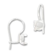 925 Sterling Silver 6mm Earwires with back setting x2