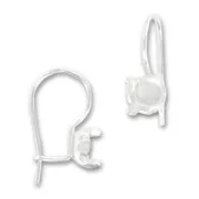 925 Sterling Silver 6mm Earwires with back setting x2