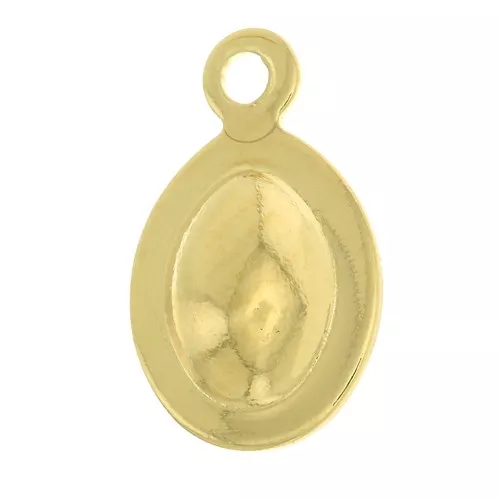 10.5x6.5mm Curved oval charm - 3 micron gold plated x1