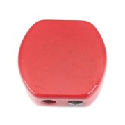9.5x10mm Rounded square zamac bead - Red x1