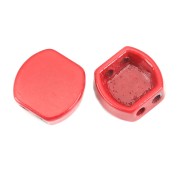 9.5x10mm Rounded square zamac bead - Red x1