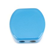9.5x10mm Rounded square zamac bead - Blue x1