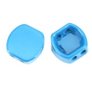9.5x10mm Rounded square zamac bead - Blue x1