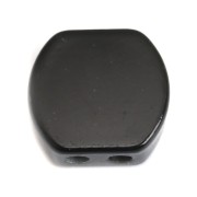 9.5x10mm Rounded square zamac bead - Black x1