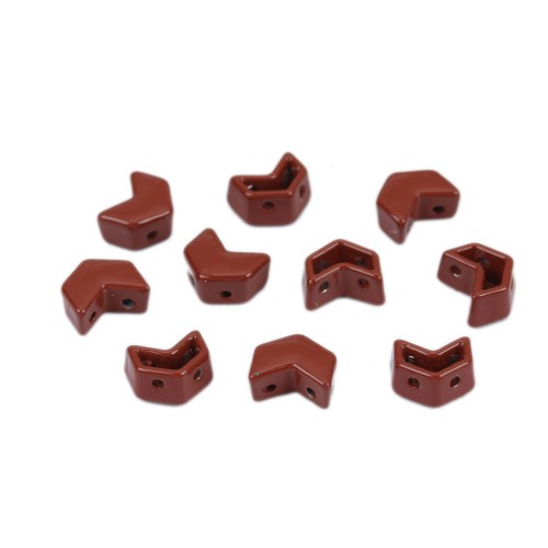 6.5x8mm Zamac Chevron-shaped bead - Brown x1