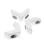 6x8mm Zamac small chevron-shaped bead - White x1