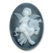 Acrylic cameo Angel 40x30mm Black x1