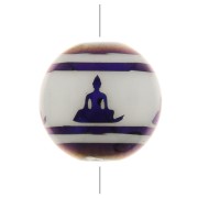 10mm Round glass beads - Buddha pattern - White - Metallic Purple x4|raw }}
