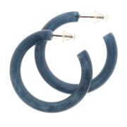 41mm Thick opaque resin round wire hoop earrings - Marbled Blue x2|raw }}
