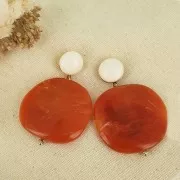 37x39mm Irregular resin puck - Marbled Orange x1