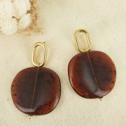 37x39mm Irregular transparent resin puck - Spotted Amber x1