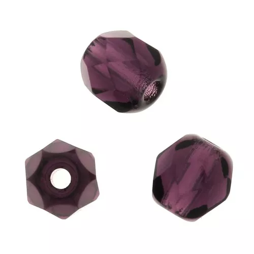 Fire Polished faceted round beads 4mm Dark Amethyst  x50