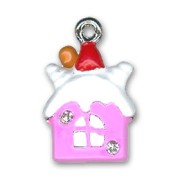 Enamelled House charm 18mm Strawberry x1