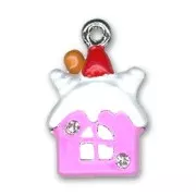 Enamelled House charm 18mm Strawberry x1