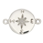 10mm 925 Sterling Silver 2-ring compass rose round connector x1|raw }}