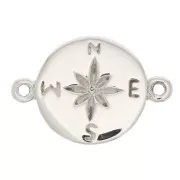 10mm 925 Sterling Silver 2-ring compass rose round connector x1