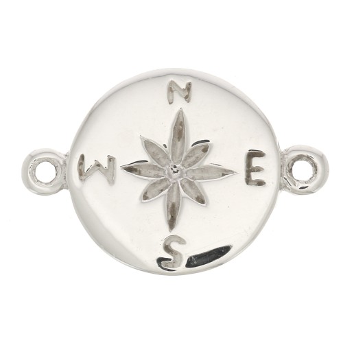 10mm 925 Sterling Silver 2-ring compass rose round connector x1