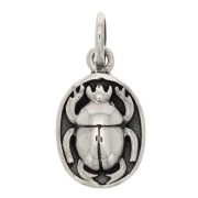18x12mm 925 Sterling Silver Oval Beetle pendant with closed ring x1