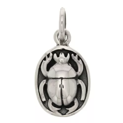 18x12mm 925 Sterling Silver Oval Beetle pendant with closed ring x1