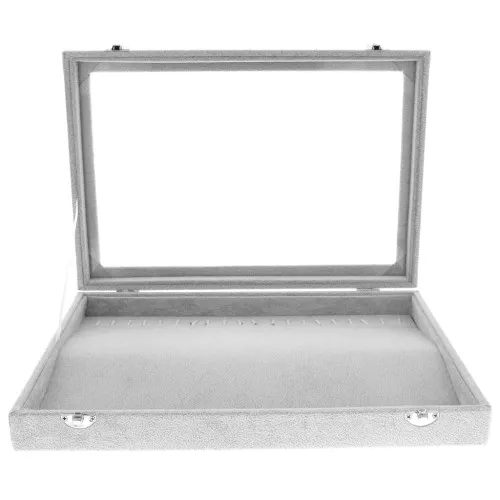 35x24x5cm Jewellery display for necklace & bracelet - Imitation velvet - Grey x1