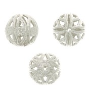 9mm Round filigree beads - Silver Tone x4|raw }}