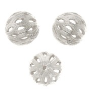 8mm Round filigree beads - Silver Tone x4|raw }}