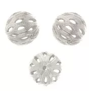 8mm Round filigree beads - Silver Tone x4