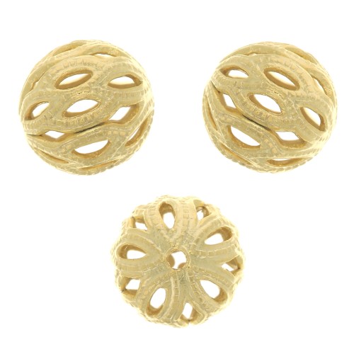 8mm Round filigree beads - Fine Gold Plated x4