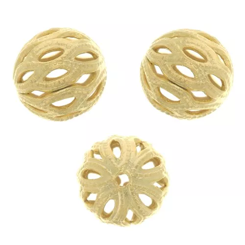 8mm Round filigree beads - Fine Gold Plated x4