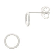 7mm 925 Sterling Silver hollowed out circle Earstuds x2|raw }}