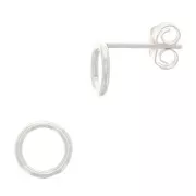 7mm 925 Sterling Silver hollowed out circle Earstuds x2