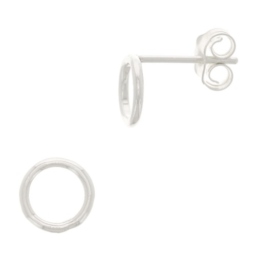 7mm 925 Sterling Silver hollowed out circle Earstuds x2