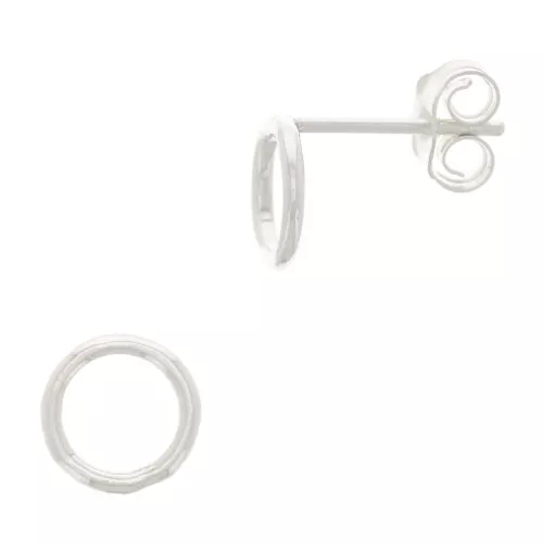7mm 925 Sterling Silver hollowed out circle Earstuds x2