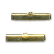 Crimp-end for ribbon 30mm Gold tone x2