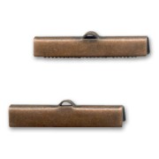 Crimp-end for ribbon 30mm Old copper tone x2
