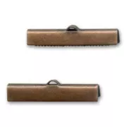 Crimp-end for ribbon 30mm Old copper tone x2