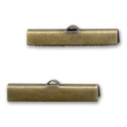 Crimp-end for ribbon 30mm Bronze tone x2