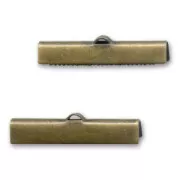 Crimp-end for ribbon 30mm Bronze tone x2
