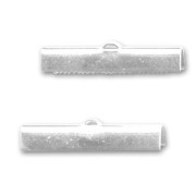 Crimp-end for ribbon 30mm Silver tone x2