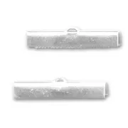 Crimp-end for ribbon 30mm Silver tone x2