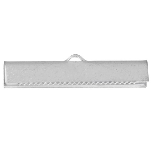 Crimp-end for ribbon 30mm Silver tone x2