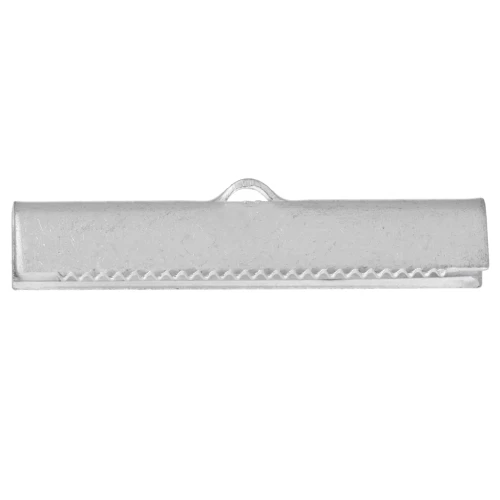 Crimp-end for ribbon 30mm Silver tone x2