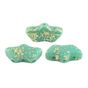 6x11mm Delos® by Puca® - Opaque Green Turquoise Gold Splash x10g