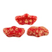 6x11mm Delos® by Puca® - Opaque Red Coral Gold Splash x10g