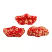 6x11mm Delos® by Puca® - Opaque Red Coral Gold Splash x10g