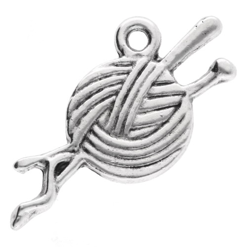 Ball charm 14x25 mm - Aged silver x1