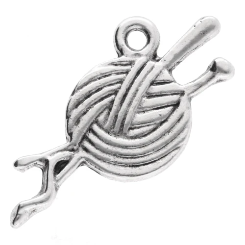 Ball charm 14x25 mm - Aged silver x1